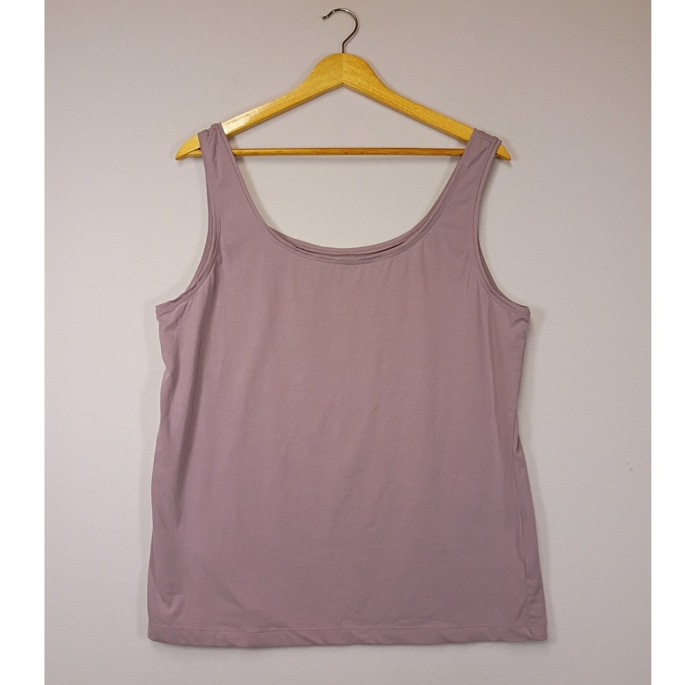 Classic Minimalist Talbots Womens XL Mauve Purple Cotton Stretch Scoop Tank Top